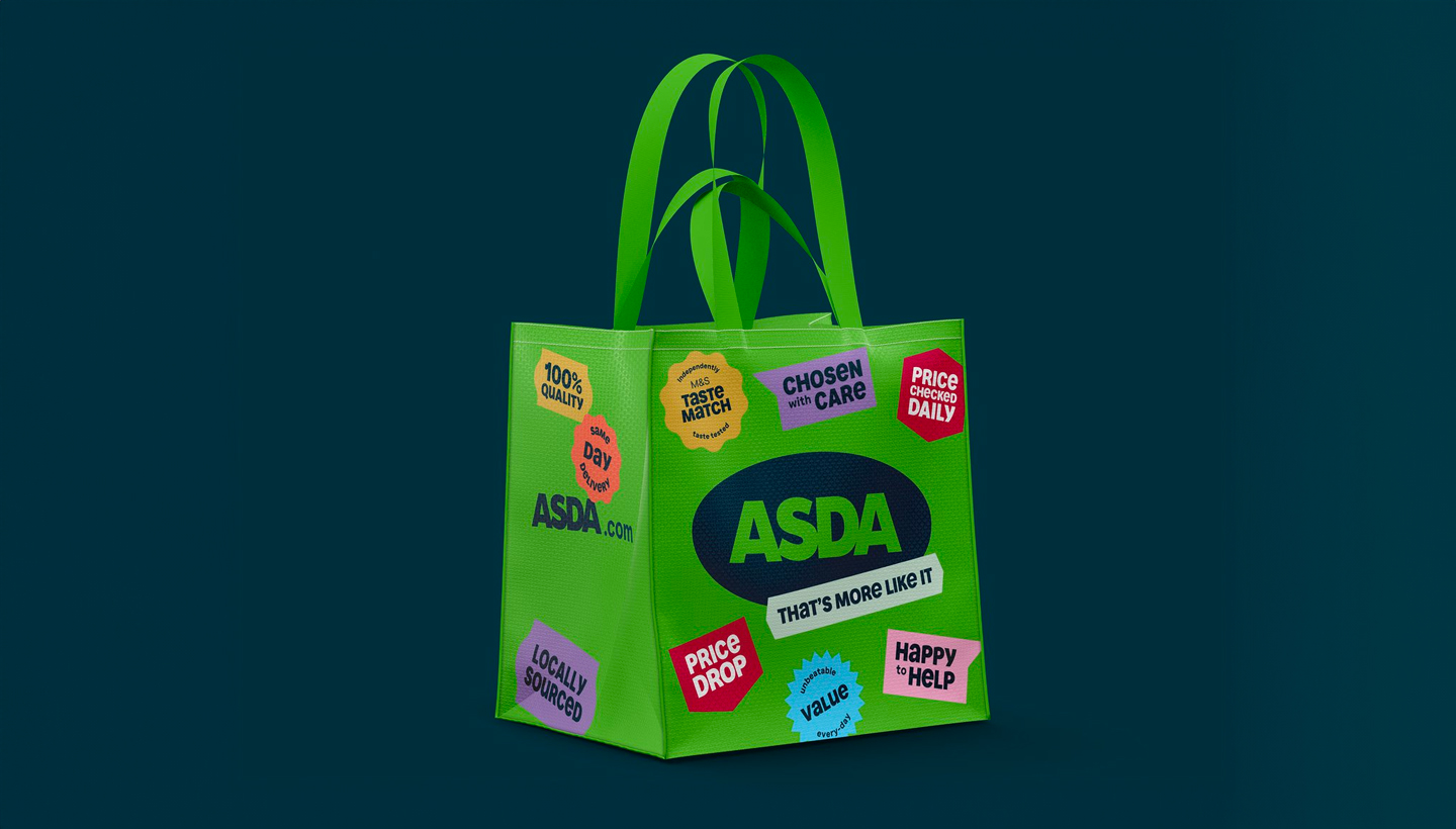 The Asda rebrand features fruit stickers and an unexpected approach to typography