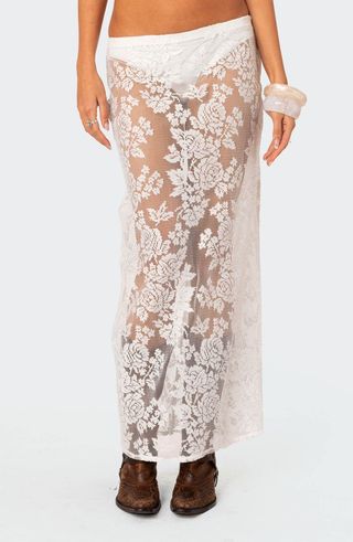 Bess Sheer Lace Cover-Up Maxi Skirt