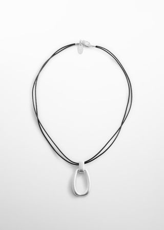 Metal Pendant Leather Necklace