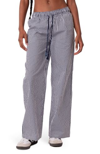 Seaside Stripe Wide Leg Drawstring Pants